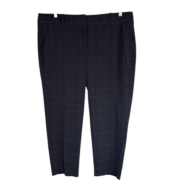 Chico's Fabulously Slimming 3 (US 16) Ankle Pants Navy Blue Windowpane Plaid - Picture 1 of 14